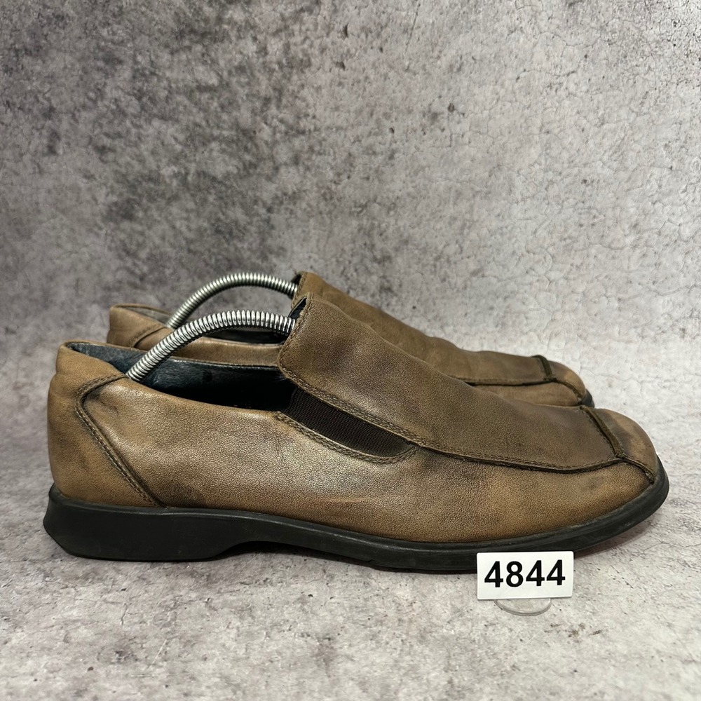 Robert Wayne Rocker Loafers Mens Size 12 Brown Leather Square Toe Slip On Shoes
